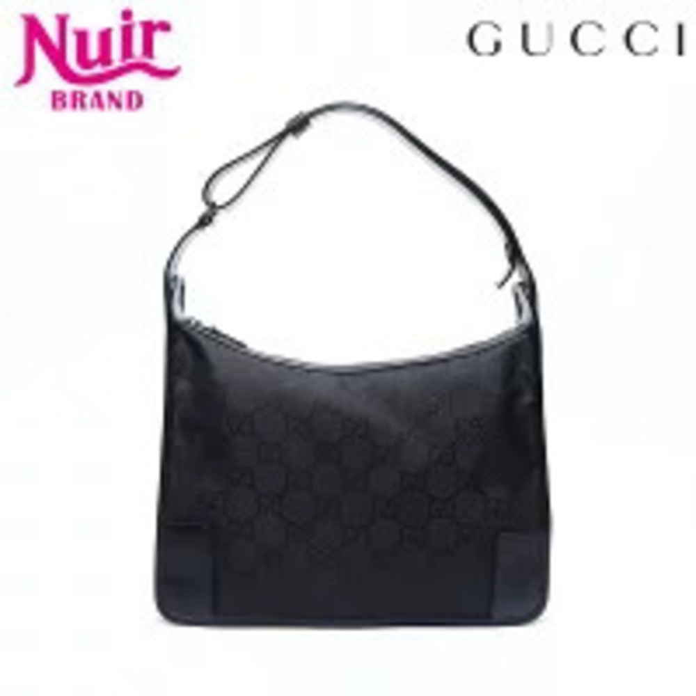 Gucci GG Canvas One Shoulder Hobo Bag Black